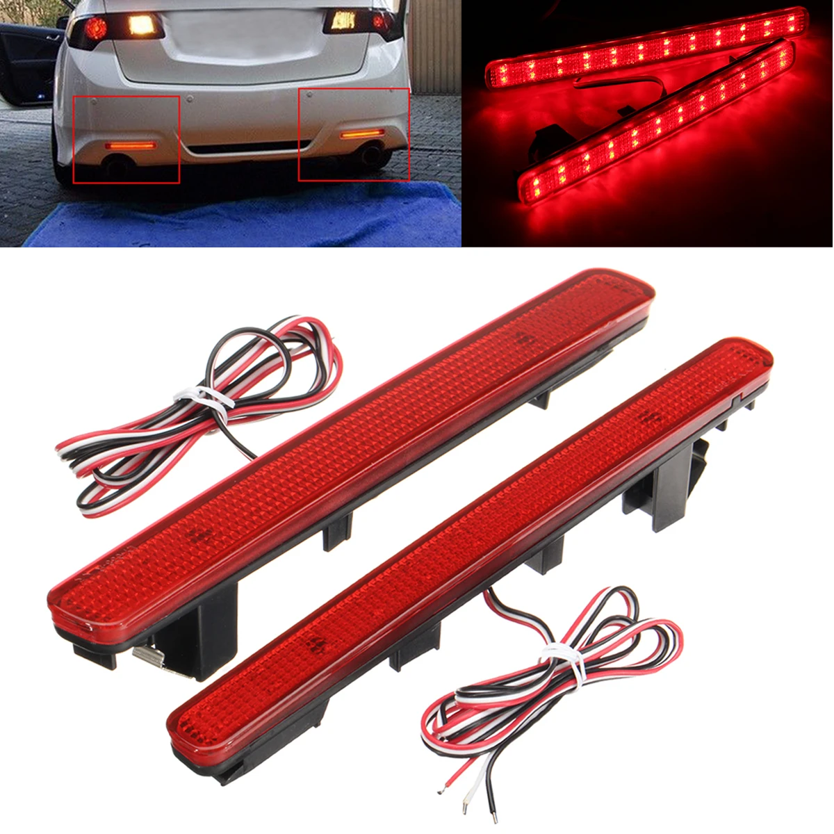12V Rear Bumper Reflector LED Tail Stop Brake Light For Acura TSX Sedan