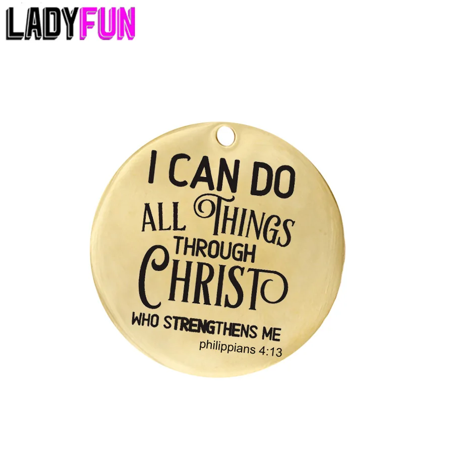 Ladyfun Customizable Stainless Steel Charm CHRIST Pendant I can do all things through Christ ... Charms for jewelry making
Ladyfun Customizable Stainless Steel Charm CHRIST Pendant I can do all things through Christ ... Charms for jewelry making