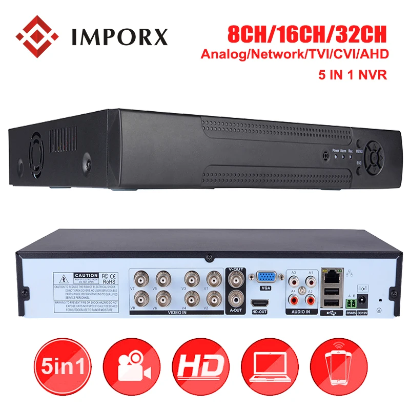 8CH 16CH 32CH NVR CCTV IP Camera Security System 5 In 1 DVR NVR Video Recorder Support CVBS TVI CVI IP AHD P2P Onvif 2 SATA
8CH 16CH 32CH NVR CCTV IP Camera Security System 5 In 1 DVR NVR Video Recorder Support CVBS TVI CVI IP AHD P2P Onvif 2 SATA