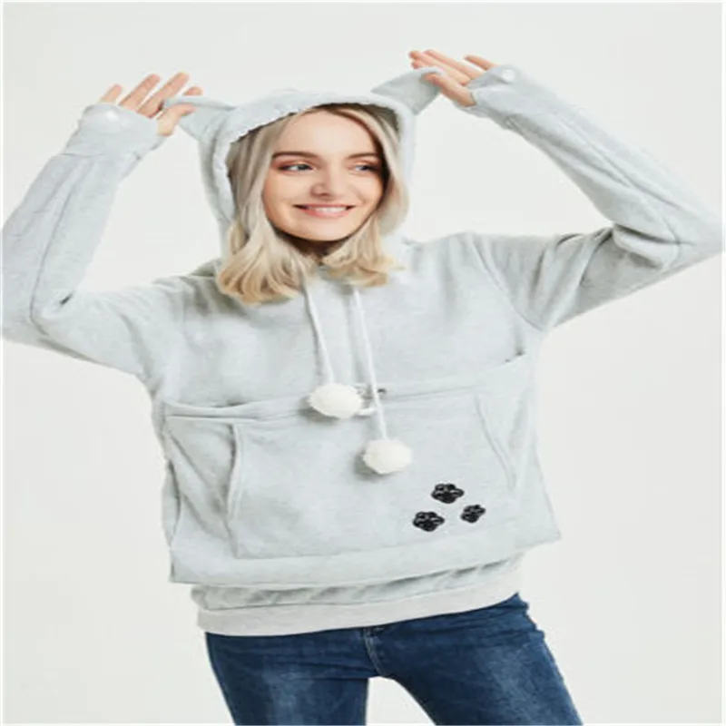 Women Casual Large Kangaroo Pocket Hooded Sweatshirt Cartoon Paws Dog Cat Pets Holder Carrier Cute Ears Hoodie Tops
Women Casual Large Kangaroo Pocket Hooded Sweatshirt Cartoon Paws Dog Cat Pets Holder Carrier Cute Ears Hoodie Tops