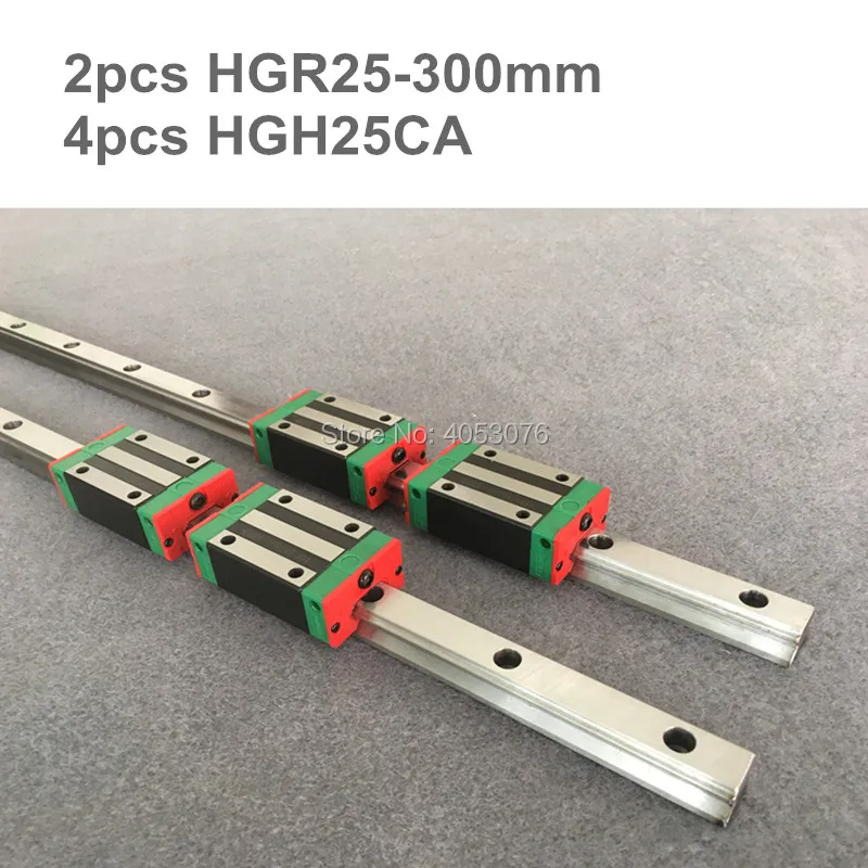 

100% original HIWIN 2 pcs HIWIN linear guide HGR25- 300mm Linear rail with 4 pcs HGH25CA linear bearing blocks for CNC parts