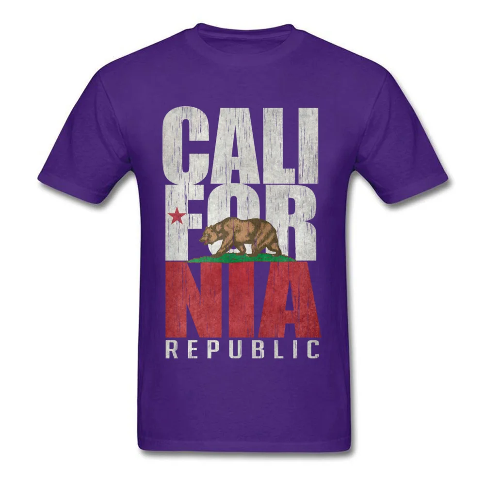 Design Father Day Cotton Round Collar Tops Shirts Short Sleeve Summer Sweatshirts Funky Print T Shirt Drop Shipping California Republic Bear Flag - Vintage Distressed purple