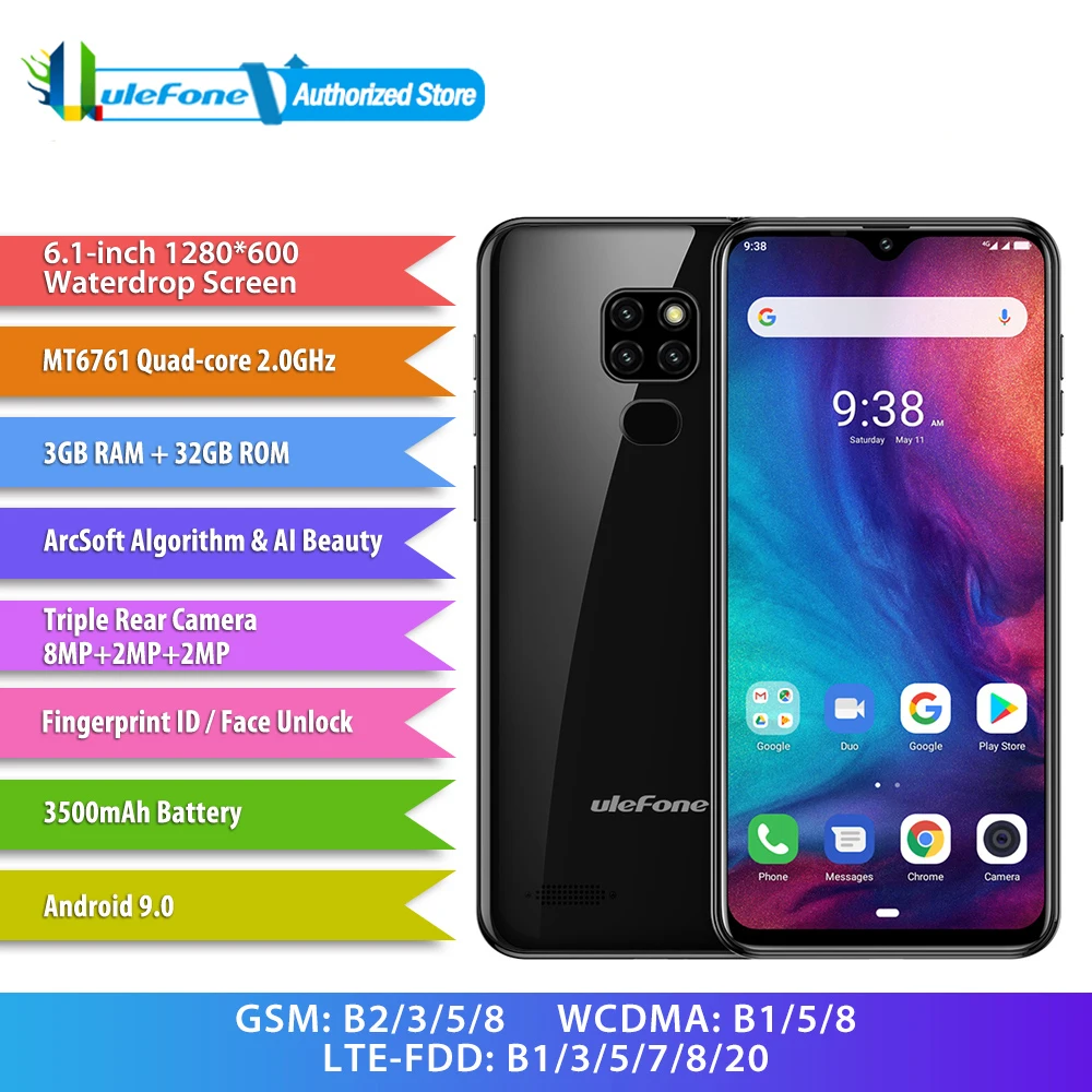 Ulefone Note 7P IP68 Mobile Phone Android 9.0 32GB 3500mAH battery 6.1 inche 8MP Finger ID And Finger Unlock
Ulefone Note 7P IP68 Mobile Phone Android 9.0 32GB 3500mAH battery 6.1 inche 8MP Finger ID And Finger Unlock
