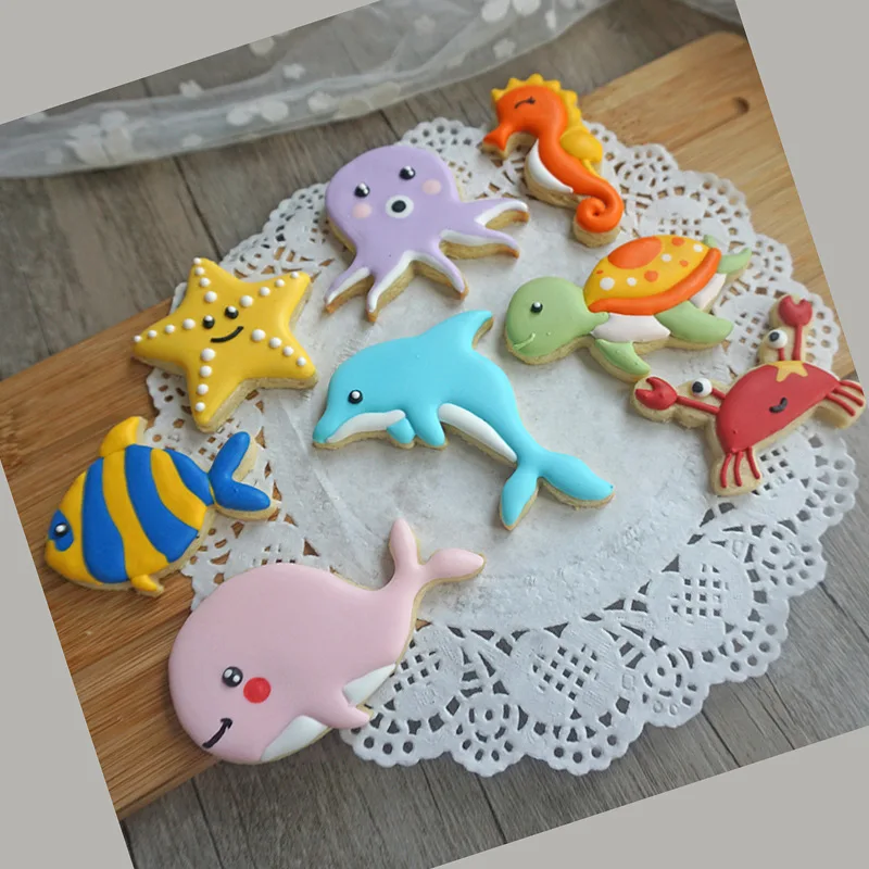 8PCS Sea Animal Starfish Sea Horse Turtle Squid Whale Cookies Gingerbread Molds Cutters Fondant Moulds Cake Decerating DIY tools
8PCS Sea Animal Starfish Sea Horse Turtle Squid Whale Cookies Gingerbread Molds Cutters Fondant Moulds Cake Decerating DIY tools
