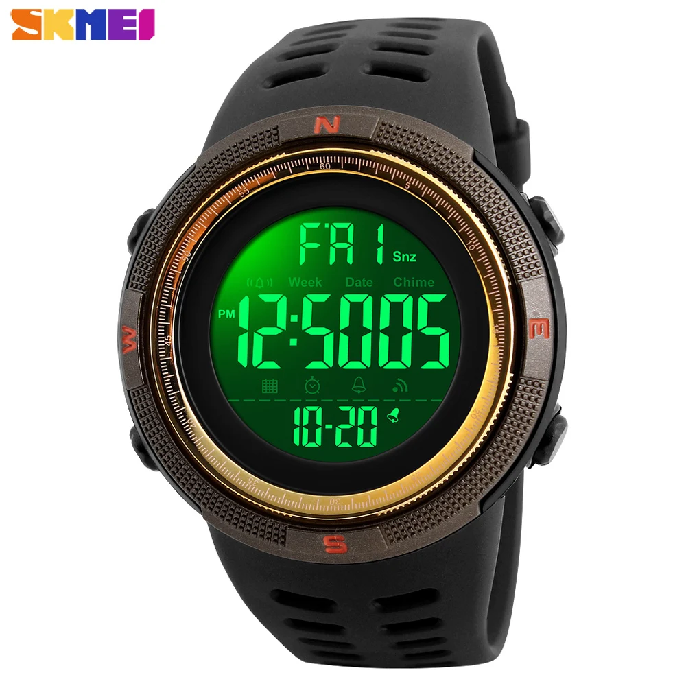 

SKMEI Fashion Sport Watch Men Outdoor 5Bar Waterproof Digital Watch Men Chrono Alarm Clock Men's Wristwatches reloj hombre 1251