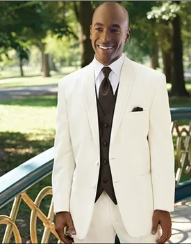 

Custom Made Groom Tuxedo Ivory Groomsmen Notch Lapel Wedding/Dinner Suits Best Man Bridegroom (Jacket+Pants+Tie+Vest) B247