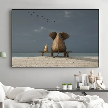Canvas Painting Living Room Decor 1 Piece Nordic Sweet Elephant And Dog Look At The Sea Pictures Print Pig Poster Wall Art Frame
Canvas Painting Living Room Decor 1 Piece Nordic Sweet Elephant And Dog Look At The Sea Pictures Print Pig Poster Wall Art Frame