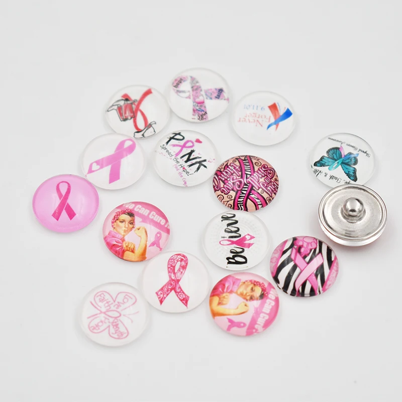 Mixed 18MM Glass Ribbon Breast Cancer Awareness Snap Button Charms DIY Snap Jewelry Accessories
Mixed 18MM Glass Ribbon Breast Cancer Awareness Snap Button Charms DIY Snap Jewelry Accessories