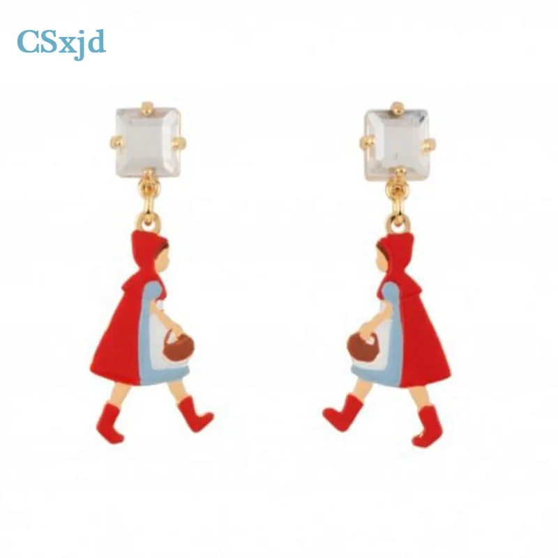 CSxjd Romantic fairy tale Cute cartoon characters Enamel Little Red Riding Hood earrings
CSxjd Romantic fairy tale Cute cartoon characters Enamel Little Red Riding Hood earrings