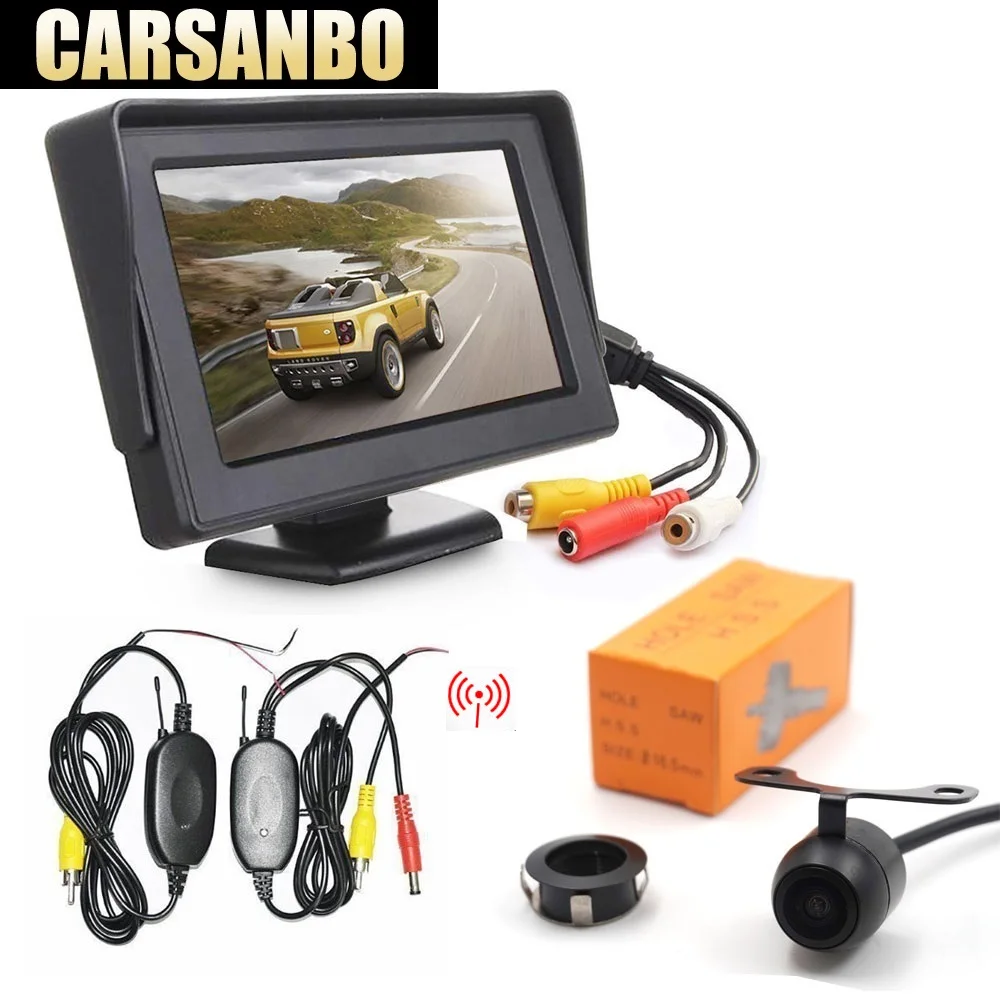 Carsanbo Wireless 4.3" Car Backup Monitor Rear View Camera Night Vision Waterproof Backup Camera +2.4G Transmitter & Receiver
Carsanbo Wireless 4.3" Car Backup Monitor Rear View Camera Night Vision Waterproof Backup Camera +2.4G Transmitter & Receiver