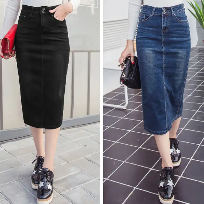 black denim skirts plus size