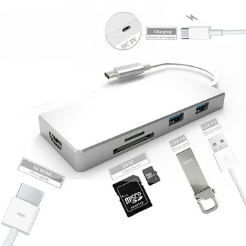 7 in 1 Combo 4K x 2K USB - C USB 3.1 Type C to HDMI + 3-Port USB 3.0 Hub + TF/ SD Card Reader Adapter for Macbook Pro
7 in 1 Combo 4K x 2K USB - C USB 3.1 Type C to HDMI + 3-Port USB 3.0 Hub + TF/ SD Card Reader Adapter for Macbook Pro