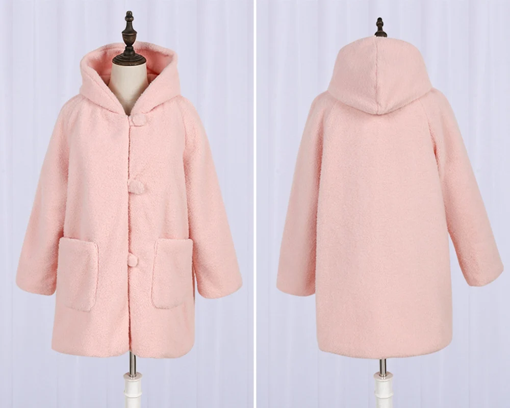 Winter Hooded Overcoat Women Pink White Long Sleeve Harajuku Casual Coat Outwear
Winter Hooded Overcoat Women Pink White Long Sleeve Harajuku Casual Coat Outwear