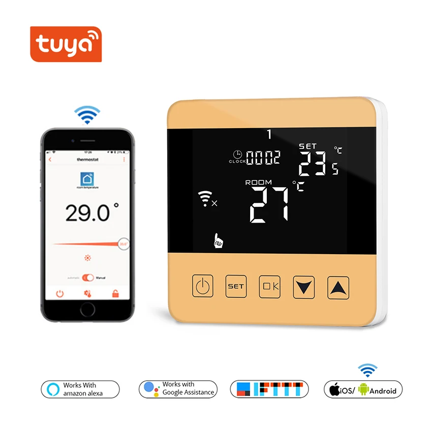 Thermostat WiFi Remote Control Negative LCD Digital Touch Screen Temperature Controller for Electric Heating 16A Smart Home TUYA
Thermostat WiFi Remote Control Negative LCD Digital Touch Screen Temperature Controller for Electric Heating 16A Smart Home TUYA