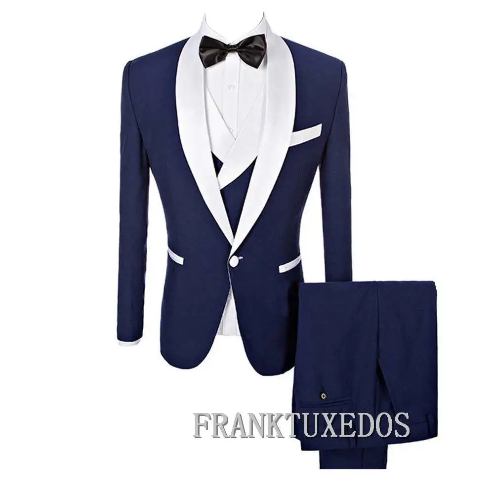 2019 Latest Navy Blue Groomsmen Groom Tuxedos Shawl White Lapel Men Suits Wedding Best Man Wedding Suit ( Jacket+Pants)
2019 Latest Navy Blue Groomsmen Groom Tuxedos Shawl White Lapel Men Suits Wedding Best Man Wedding Suit ( Jacket+Pants)