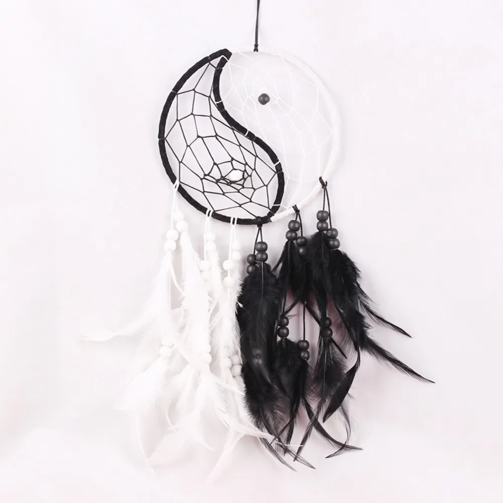 

Newest Beautiful Dream Catcher Hand-woven Crafts With White & Black Feather Pendant for Home Wall Decorations Car Hanged Adorn