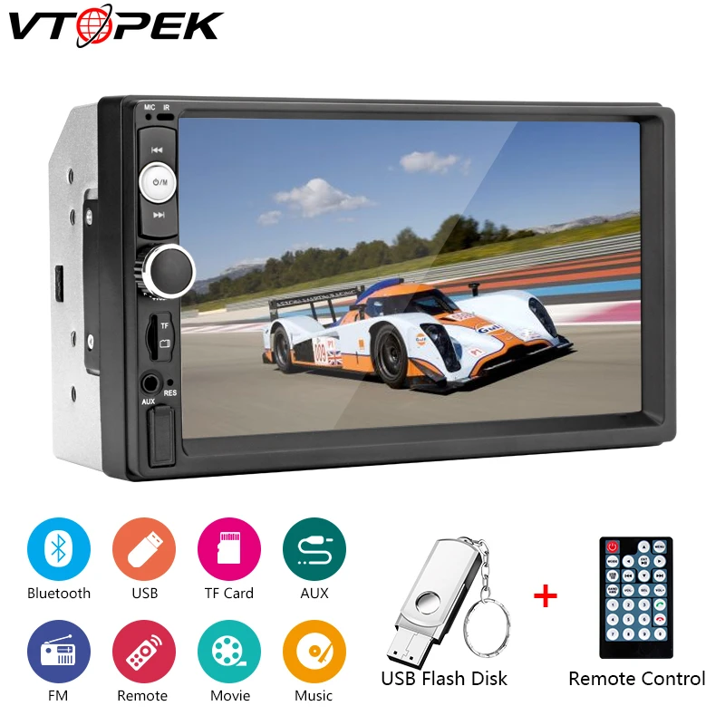 Vtopek 7'' 2 DIN MP5 Multimedia player Phone Link Touch screen AVI MP4 USB Flash Disk DSP chip TF card 12V Reverse image music
Vtopek 7'' 2 DIN MP5 Multimedia player Phone Link Touch screen AVI MP4 USB Flash Disk DSP chip TF card 12V Reverse image music