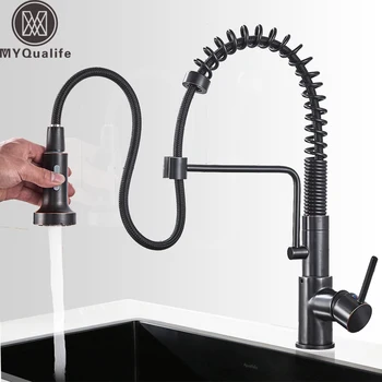 Pull Out Black Kitchen Faucet Spring Pull Down Kitchen Sink Tap Deck Mounted Kitchen Mixer Stream Sprayer Head with Bracket
Pull Out Black Kitchen Faucet Spring Pull Down Kitchen Sink Tap Deck Mounted Kitchen Mixer Stream Sprayer Head with Bracket