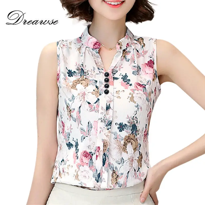 Dreawse Women Chiffon Blouses Summer V-Neck Elegant Sleeveless Floral Printing Shirt Buttons Ladies Tops Female Clothing MZ2583
Dreawse Women Chiffon Blouses Summer V-Neck Elegant Sleeveless Floral Printing Shirt Buttons Ladies Tops Female Clothing MZ2583