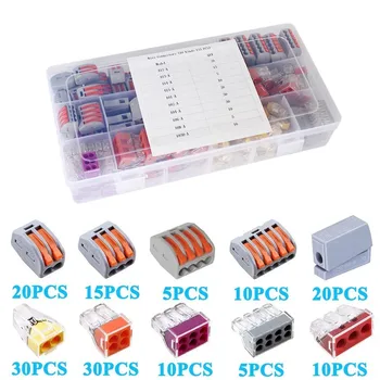(155PCS/set) mini fast Connector Mixed Model Box Universal Compact Wire Wiring Connector 1/2/3/4/5 Conductor Terminal Block
(155PCS/set) mini fast Connector Mixed Model Box Universal Compact Wire Wiring Connector 1/2/3/4/5 Conductor Terminal Block