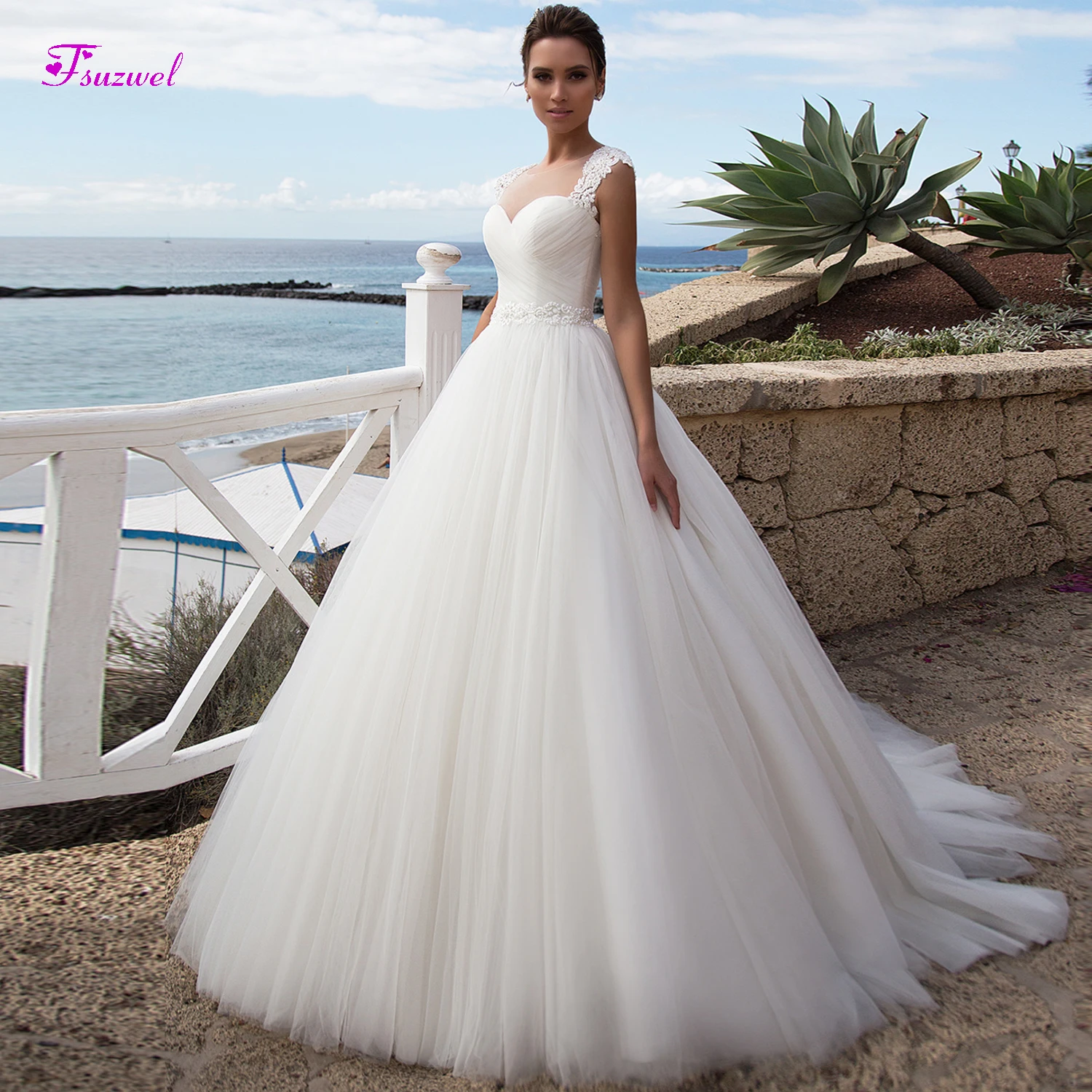 Fsuzwel Romantic Scoop Neck Lace Up A-Line Wedding Dress 2020 Luxury Appliques Cap Sleeve Beaded Princess Bridal Gown Plus Size
Fsuzwel Romantic Scoop Neck Lace Up A-Line Wedding Dress 2020 Luxury Appliques Cap Sleeve Beaded Princess Bridal Gown Plus Size
