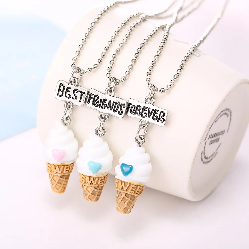 3 Pcs/Set Best Friends BFF resin ice-cream pendant bead chain necklace,3 colors lead nickel cadmium free kids jewelry
3 Pcs/Set Best Friends BFF resin ice-cream pendant bead chain necklace,3 colors lead nickel cadmium free kids jewelry