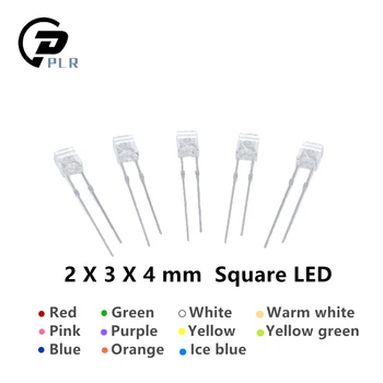 100pcs Square 2*3*4mm Ultra Bright LED Light Emitting Diode Lamp Red Green Yellow Pink Orange Purple Warm white Ice blue 234
100pcs Square 2*3*4mm Ultra Bright LED Light Emitting Diode Lamp Red Green Yellow Pink Orange Purple Warm white Ice blue 234