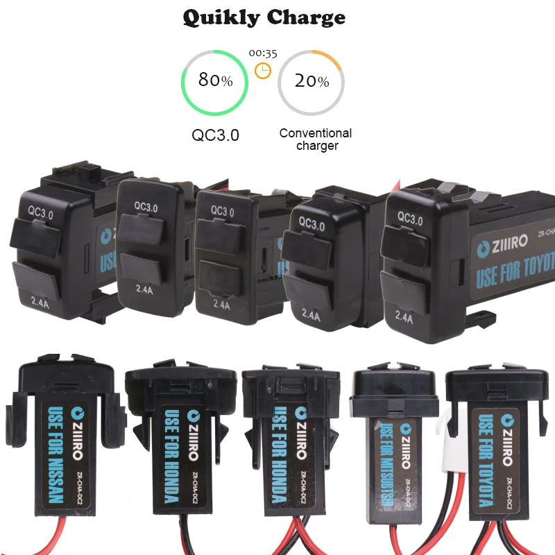 Quik charger QC3.0 2 USB 5V 2.4A Car Charger Interface Connector Socket Cables use for TOYOTA FJ VIGO/HONDA/NISSAN/MITSUBISHI
Quik charger QC3.0 2 USB 5V 2.4A Car Charger Interface Connector Socket Cables use for TOYOTA FJ VIGO/HONDA/NISSAN/MITSUBISHI