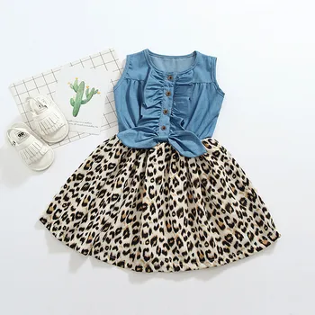 Baby Girl Clothes Summer Cotton Kid Baby Girl Sleeveless Denim Leopard Printed Princess Dress Clothes F511
Baby Girl Clothes Summer Cotton Kid Baby Girl Sleeveless Denim Leopard Printed Princess Dress Clothes F511