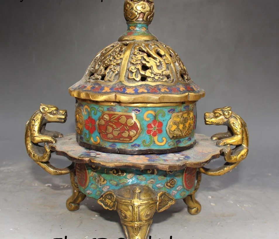 free shipping 9" Cloisonne Enamel Gild Dragon Beast Elephant Incense Burner Censer Incensory
free shipping 9" Cloisonne Enamel Gild Dragon Beast Elephant Incense Burner Censer Incensory