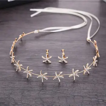 Korean Wedding Bridal Headband Glitter Rhinestone Starfish Long Ribbon Hair Hoop Beach Vacation DIY Styling Crown With Earrings
Korean Wedding Bridal Headband Glitter Rhinestone Starfish Long Ribbon Hair Hoop Beach Vacation DIY Styling Crown With Earrings