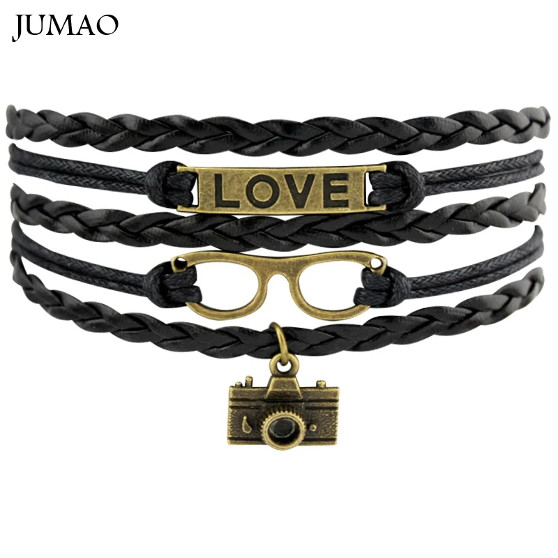 Love Glasses Camera Bracelets & Bangles Leather Wrap Bracelet For Men Women Fashion Jewelry
Love Glasses Camera Bracelets & Bangles Leather Wrap Bracelet For Men Women Fashion Jewelry