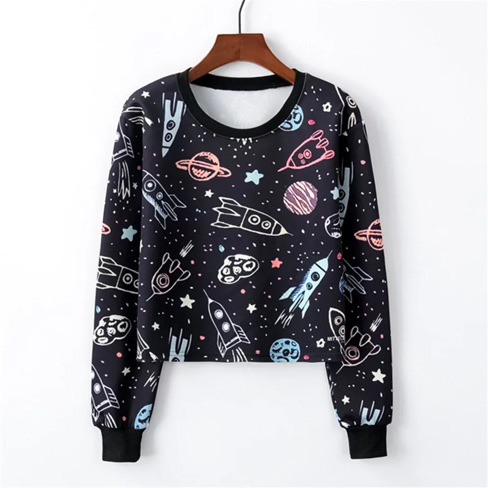 Women Space Star Print Sweatshirts Casual Crop Sweat Shirt O-Neck Long Sleeve Shirt Black Print Pullover Free Shipping
Women Space Star Print Sweatshirts Casual Crop Sweat Shirt O-Neck Long Sleeve Shirt Black Print Pullover Free Shipping