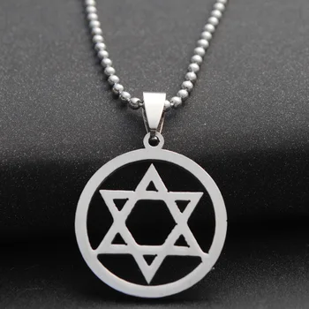 

Stainless Steel Magen David Rock Star Circle Necklace Israel Jewish Judaism Hebrew Passover Mitzvah Triangles Necklaces