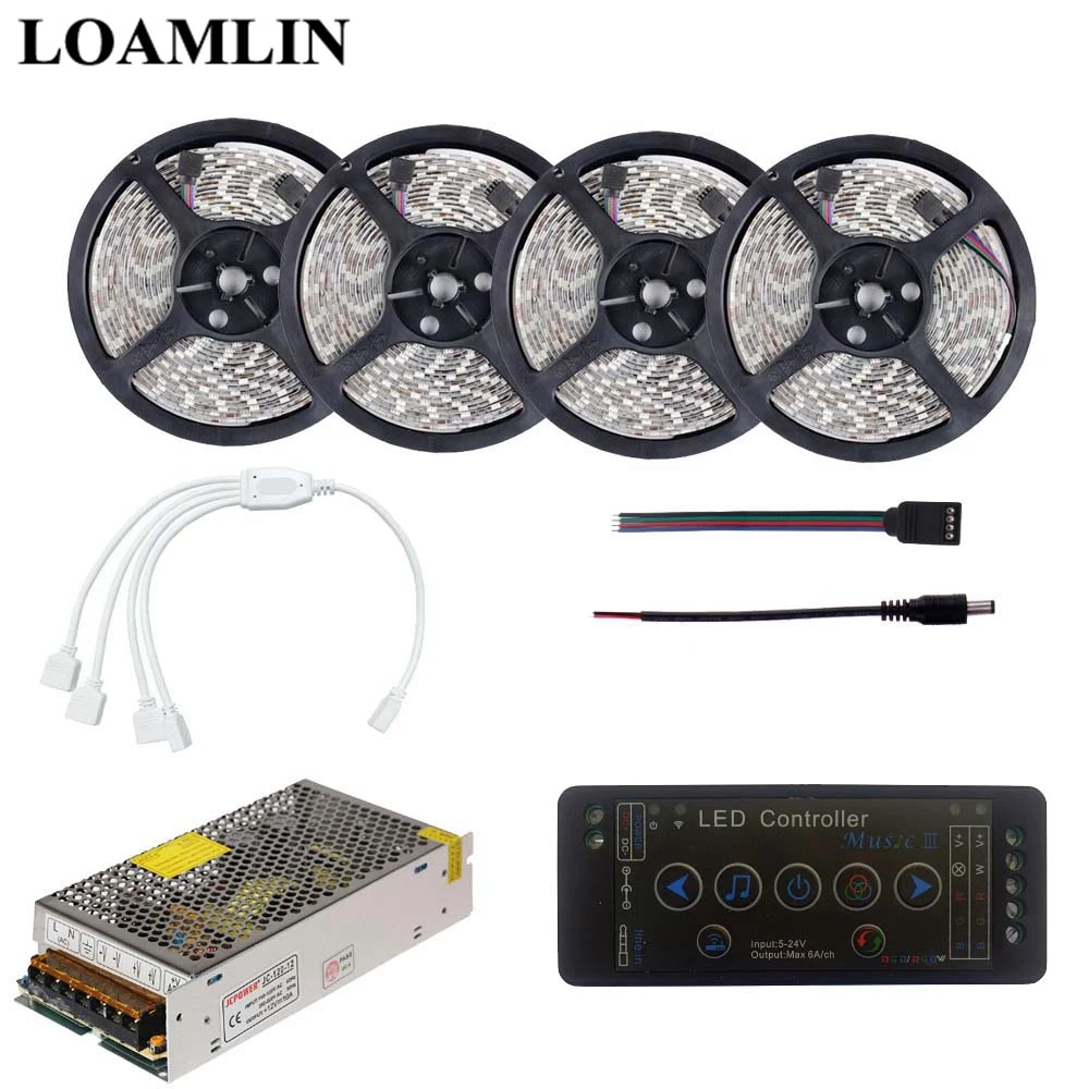 SMD2835/3528 RGB Led Flexible Strip Light With Music 3 Led Controller Power Transformer Kit 5M 10M 15M 20M
SMD2835/3528 RGB Led Flexible Strip Light With Music 3 Led Controller Power Transformer Kit 5M 10M 15M 20M