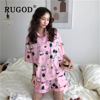 RUGOD Casual Women 2 pieces sleep wear Harajuku cartoon printed oversized homeweat pajamas female Korean summer Nightwear femme
RUGOD Casual Women 2 pieces sleep wear Harajuku cartoon printed oversized homeweat pajamas female Korean summer Nightwear femme