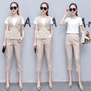 A Women Short Sleeve Top Vest Korea Fashion Suits Summer New Stripe T-Shirt Pants Three-Pieces Clothing Set Slim Outfit S-XXL
A Women Short Sleeve Top Vest Korea Fashion Suits Summer New Stripe T-Shirt Pants Three-Pieces Clothing Set Slim Outfit S-XXL