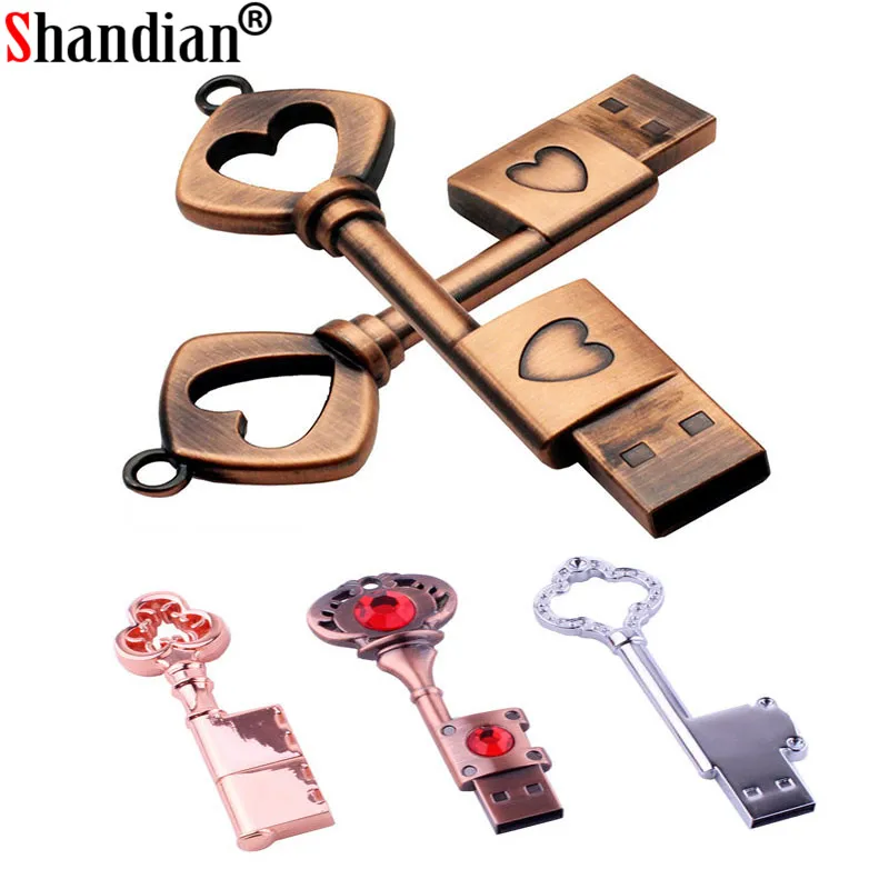 SHANDIAN love matal heart key usb flash drive copper love pendrive 4gb 16gb 32gb 64GB pen drive memory stick U disk fashion Gift
SHANDIAN love matal heart key usb flash drive copper love pendrive 4gb 16gb 32gb 64GB pen drive memory stick U disk fashion Gift