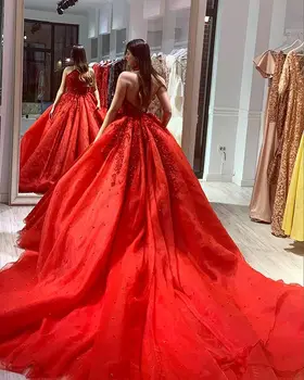 Ball Gown Red Evening Dress 2019 Halter Beads Applique Lace Backless Prom Dresses Reception Long Gowns For Lady
Ball Gown Red Evening Dress 2019 Halter Beads Applique Lace Backless Prom Dresses Reception Long Gowns For Lady