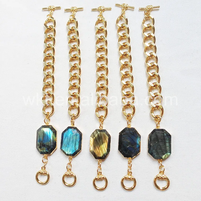 WT-B247 Unique Designs Chain Bracelet 24k gold electroplated link chain bracelet natural labradorite bracelet jewelry gift
WT-B247 Unique Designs Chain Bracelet 24k gold electroplated link chain bracelet natural labradorite bracelet jewelry gift