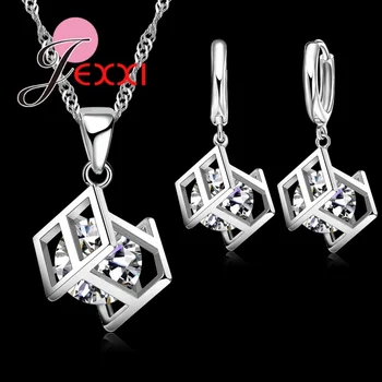 Classic 925 Sterling Silver Jewelry Sets Fashion Earrings Clear Crystal Pendant Necklace For Women Party Accessories
Classic 925 Sterling Silver Jewelry Sets Fashion Earrings Clear Crystal Pendant Necklace For Women Party Accessories