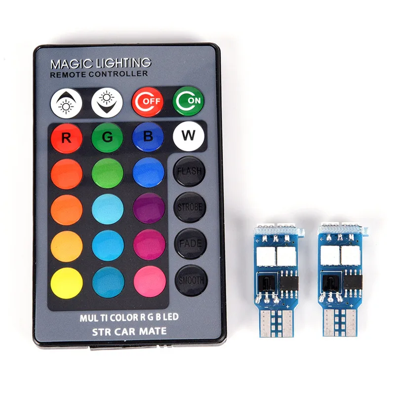 New 2 X T10 RGB 6 SMD 5050 LED Car Auto Wedge Side Light Width Light Interior Reading Lamp Bulb With Remote Control High Quality
New 2 X T10 RGB 6 SMD 5050 LED Car Auto Wedge Side Light Width Light Interior Reading Lamp Bulb With Remote Control High Quality