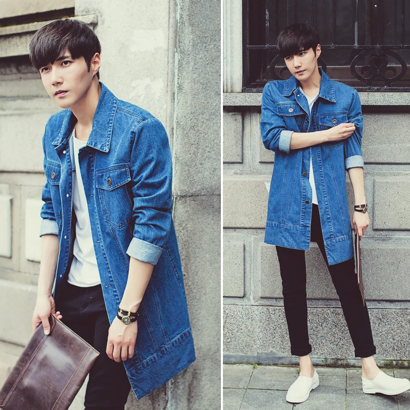 mens denim long coat
