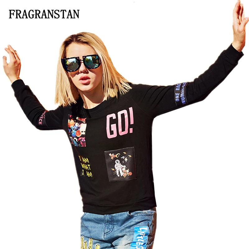 Spring Autumn O-Neck Women Black Sweatshirts Ladies Letter Space Print Casual Pullover Female Fashion Long Sleeve Loose Top Q809
Spring Autumn O-Neck Women Black Sweatshirts Ladies Letter Space Print Casual Pullover Female Fashion Long Sleeve Loose Top Q809