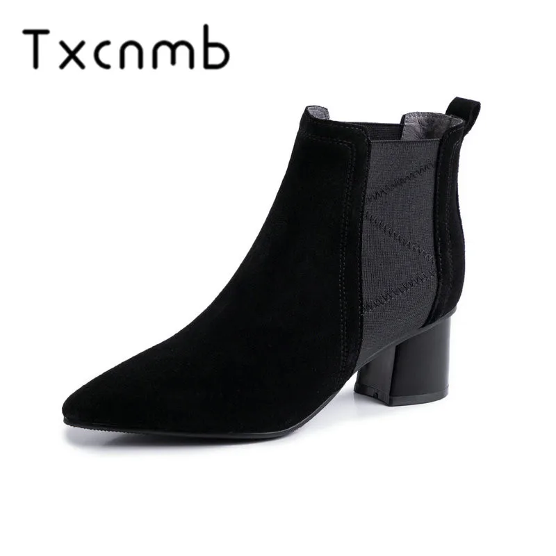 TXCNMB 2019 Boots Women Ankle Boots for Women Winter Cow Suede Leather High Heel Shoes Woman Size 40 Pointed Toe
TXCNMB 2019 Boots Women Ankle Boots for Women Winter Cow Suede Leather High Heel Shoes Woman Size 40 Pointed Toe