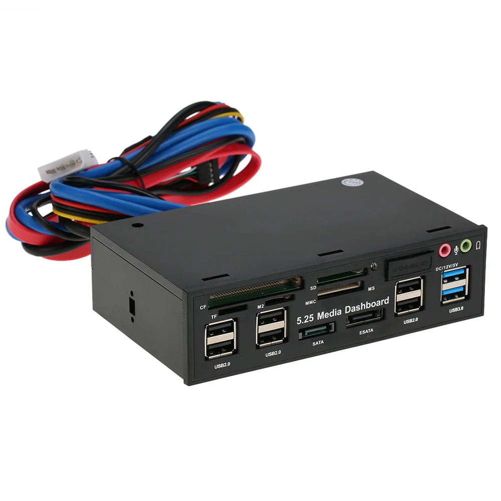 USB 3.0 Hub Multi-Function eSATA SATA Port Internal Card Reader PC Media Front Panel Audio for SD MS CF TF M2 MMC Memory Cards
USB 3.0 Hub Multi-Function eSATA SATA Port Internal Card Reader PC Media Front Panel Audio for SD MS CF TF M2 MMC Memory Cards