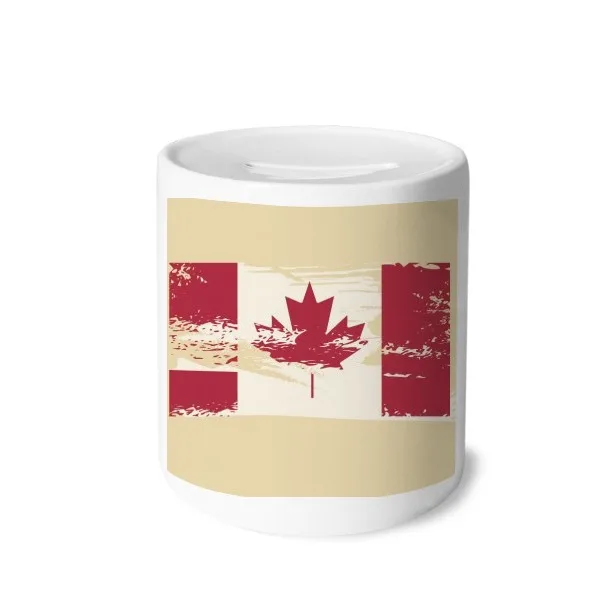 

Canada Flavor Flag and Maple Leaf Money Box Saving Banks Ceramic Coin Case Kids Adults