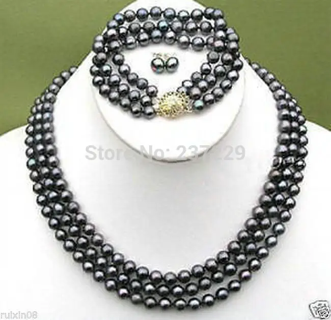 Wholesale price FREE SHIPPING ^^^Real 3 rows 7-8mm black pearl earrings bracelet necklace sets (A0423)
Wholesale price FREE SHIPPING ^^^Real 3 rows 7-8mm black pearl earrings bracelet necklace sets (A0423)
