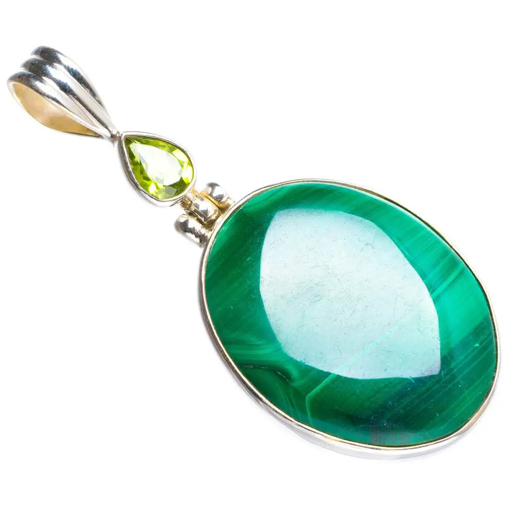 Natural Malachite and Peridot Handmade Unique 925 Sterling Silver Pendant 2" Y5163
Natural Malachite and Peridot Handmade Unique 925 Sterling Silver Pendant 2" Y5163