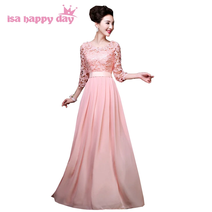 pink lace the bride chiffon floor length bridesmaid dresses bridemaid long maid of bride sleeve dress illusion gown H2646
pink lace the bride chiffon floor length bridesmaid dresses bridemaid long maid of bride sleeve dress illusion gown H2646